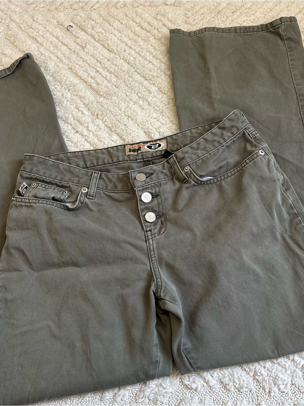 Vintage Y2K BONGO Olive Green Button-Fly Jeans